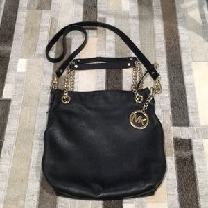 Michael Kors black cow leather cross body purse